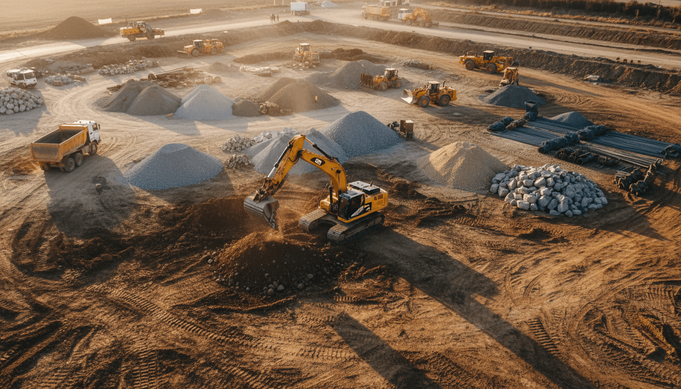 Excavator digging at a construction site